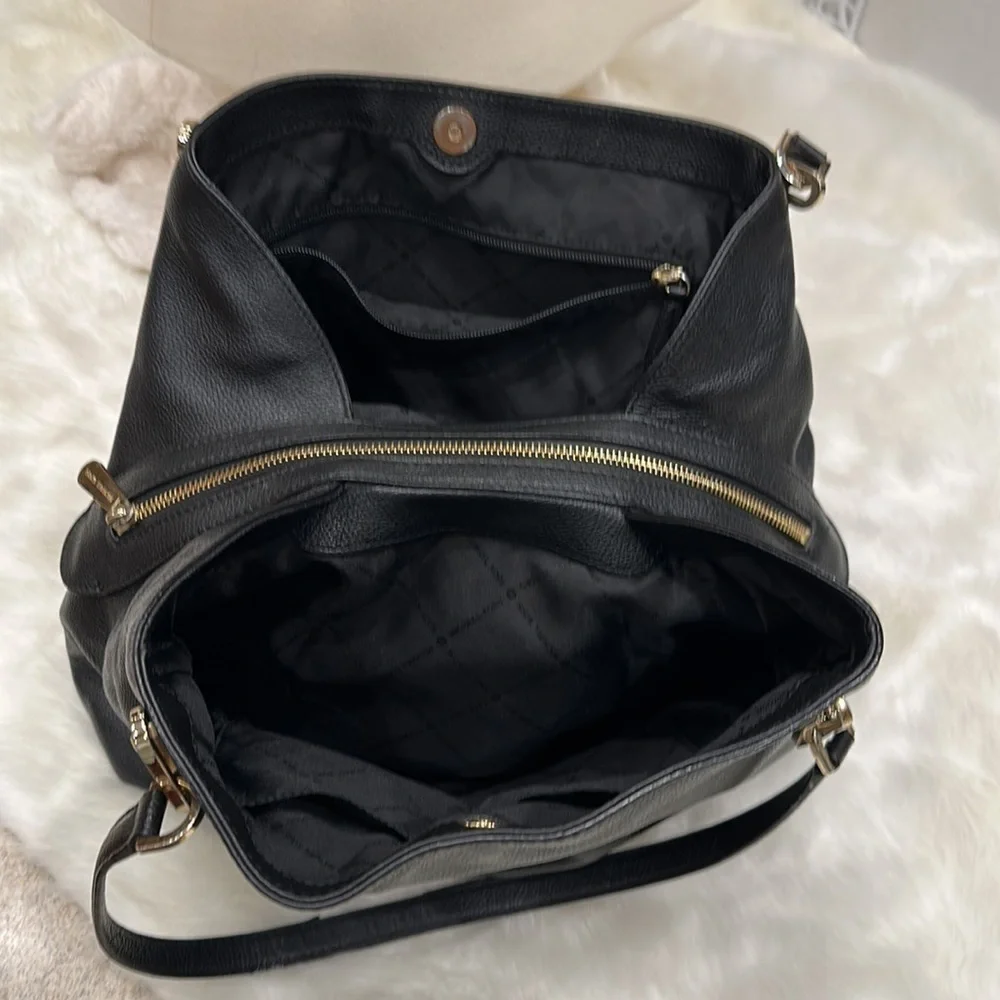 Michael Kors shoulder bag, black, three large compartments, three small